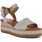 Sandales compens�es toms diana en toile pour femmes - naturel - boucle de serrage - hauteur moyenne