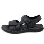 Sandales confort pour homme - walk in the city - cuir noir - double scratch - cousu main