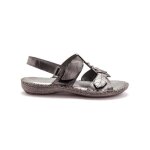 Sandales cuir femme - pediconfort - confort absolu - gris - m�tallis� - scratch