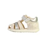 Sandale cuir geox macchia b254va - blanc / argent