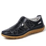 Sandales en cuir véritable pour femmes été - vitata - style gladiateur - noir - semelle souple - Évider ... Sandales en cuir véritable pour femmes été - vitata - style gladiateur - noir - semelle souple - Évider ...
