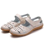 Sandales en cuir vritable pour femmes plates confortables dcontractes chaussures de marche dt mode ...