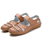 Sandales en cuir vritable pour femmes plates confortables dcontractes chaussures de marche dt mode ...