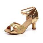 Sandales de danses latines - femme - talons moyens - bout ouvert - blond - jaune Sandales de danses latines - femme - talons moyens - bout ouvert - blond - jaune