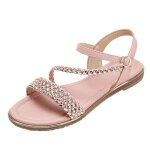 Sandale dcontracte pour femmes - mobigarlan - plage de sable - cuir - rose - talon plat