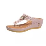 Sandales d�t� ouvertes pour femmes - funmoon - rose - talon compens� - chaussures de plage