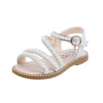 Sandales dété roses pour filles - funmoon - talon carré - boucle de serrage - cuir blanc Sandales dété roses pour filles - funmoon - talon carré - boucle de serrage - cuir blanc
