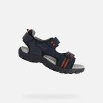 Sandale - geox - strada - scratch - cuir velours & mesh - gar�on bleu marine