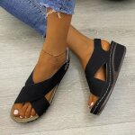 Sandales dt femmes  bride plate - forme - noir - synthtique - talon plat 2cm