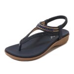 Sandales femme - aievis - simili cuir - confortable - t - avec strass - bleu