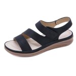 Sandales femme - aievis - simili cuir - talon plat - noir - lger respirant