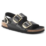Sandales femme - birkenstock - milano big buckle noir verni - boucle de serrage - cuir Sandales femme - birkenstock - milano big buckle noir verni - boucle de serrage - cuir