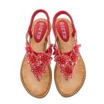 Sandales femme boheme ete plates � bout ouvert avec strass - insfity - rouge - synth�tique - confortable ...