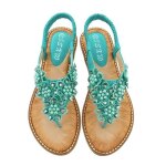 Sandales femme boheme ete plates à bout ouvert avec strass - insfity - vert - talon plat - confortable ... Sandales femme boheme ete plates à bout ouvert avec strass - insfity - vert - talon plat - confortable ...