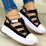 Sandales pour femmes  bout ouvert chaussures dcontractes  semelles compenses