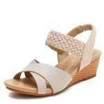Sandales femme compenses ete chaussures de plage confortable bout ouvert pour plage vacances