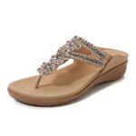 Sandales femme compenses t strass chaussures de plage  bout ouvert respirant confortable