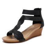 Sandales femme compenses insfity - noir - talon 5cm - confortable et antidrapantes