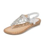 Sandale femme confortable plate en simili cuir lgance strass bijoux t - insfity - argent - a lastique ...