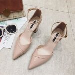 Sandales femme en cuir rose - funmoon - talon pais de 9 cm - bout pointu - respirantes et rsistantes ...