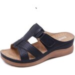 Sandales femme - ecelen - compens - cuir - vintage - anti - drapant