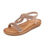 Sandales femme ete boheme plates chaussures de plage antidrapant bout ouvert confortable