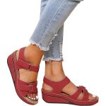 Sandales femme - rouge - compens - confortable - orthopdique