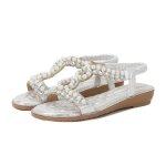 Sandale femme �t� avec perles - insfity - argent - bout rond ouvert - confortable et �l�gante