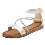 Sandales femme ete plates strass bout ouvert chaussures de plage confortable antidrapant pour plage ...