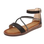 Sandales femme ete plates strass insfity - noir - bout ouvert - confortable antid�rapant pour plage vacances ...