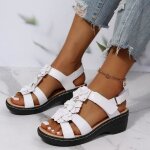 Sandales femmes t remycoo - bout ouvert talon compens - blanc
