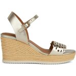 Sandales femme - geox - ponza - cuir m�tallis� - talon compens� 5cm - or