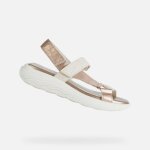 Sandales femme - geox - d spherica ec5w - blanc / nude fonc� - synth�tique - boucle de serrage - confortable ...