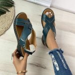Sandales femme insfity - simili cuir - talon haut - antidrapant - bleu