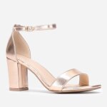 Sandales femme - la modeuse - rose dor - talon carr - bout arrondi - boucle de serrage