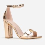 Sandales femme - la modeuse - rose dor - talon carr - simili verni