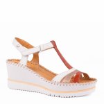 Sandales femme - pikolinos - aguadulce - talon compens - cuir - orange