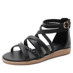 Sandales femme plates boheme ete - insfity - noir - fermeture �clair - confortable