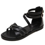 Sandales femme plates confortables bout ouvert pour plage vacances - insfity - noir - talon plat 2cm