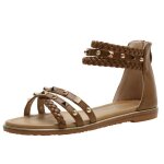 Sandales femme plates confortables pour plage vacances - insfity - marron - polyur�thane - bout ouvert ...