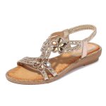 Sandales femme plates ete à bout ouvert avec strass - marque - modèle - jaune - dore Sandales femme plates ete à bout ouvert avec strass - marque - modèle - jaune - dore
