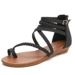 Sandales femme plates de plage confortable bout ouvert - insfity - noir - talon plat - fermeture zip