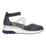 Sandales femme - remonte - d2411 bleu - talon plat - fermeture  scratch - cuir