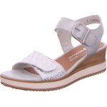 Sandales femme remonte d6455 - talon compens 4. 5cm - scratch - blanc / argent