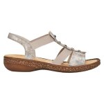 Sandales femme - rieker - 62850 - simili cuir mtallis - rose - talon 2 cm - fermeture lastique