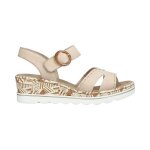 Sandales femme - rieker - 67173 - talon compens� 5cm - cuir beige - doublure textile