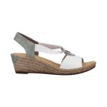 Sandales femme - rieker namibia - talon compens 5cm - cuir blanc