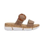 Sandales femme - rieker v2392 - talon compens 4cm - beige