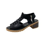 Sandales femme simili cuir antid�rapant talon haut - noir