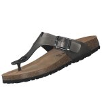 Tamaris sandales femme plates gris - cuir & synth�tique bride r�glable semelle ergonomique